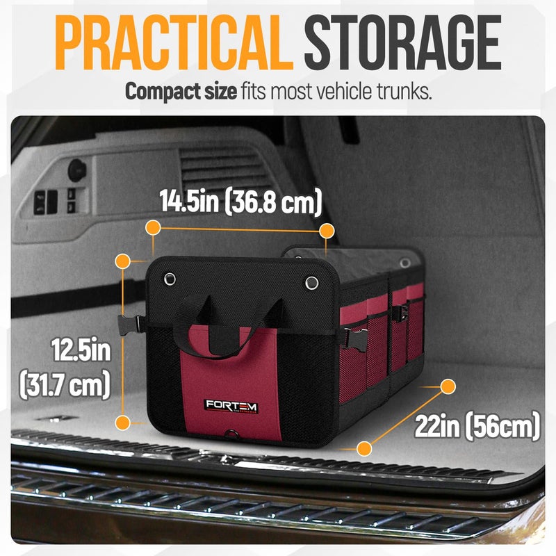 FORTEM Trunk Organizer For SUV Car Organizer and Storage, Collapsible Multi-Compartment Storage Bag Car Accessories for Women Men, 1680D Oxford, Non Slip Bottom, Adjustable Straps, Soft Cover (65L) - Image 3